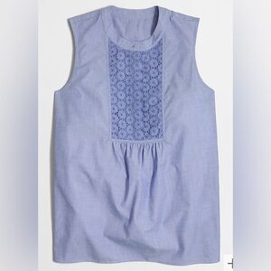 JCrew Eyelet Tuxedo Cami Sleeveless Top Light Blue XS